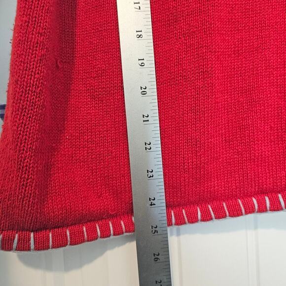 Vintage Granny Cardigan Women Large Shaver Lake Red Picnic Embroidered 3D Preppy - Picture 10 of 10